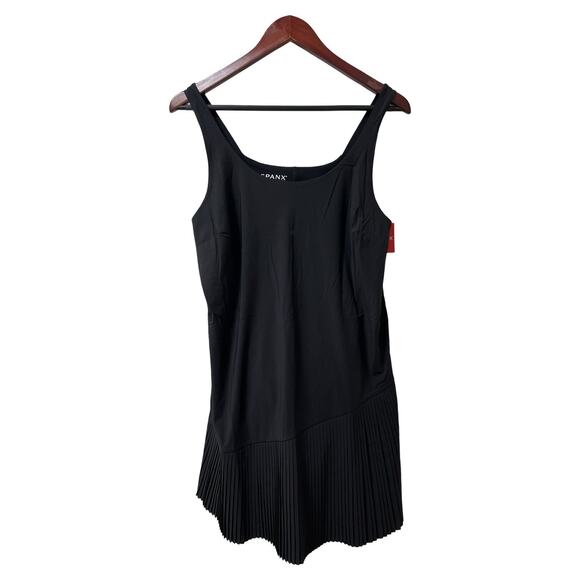 SPANX Yes Pleats Athletic Tennis Mini Dress Size L Black Short Liner NWT - Picture 1 of 8